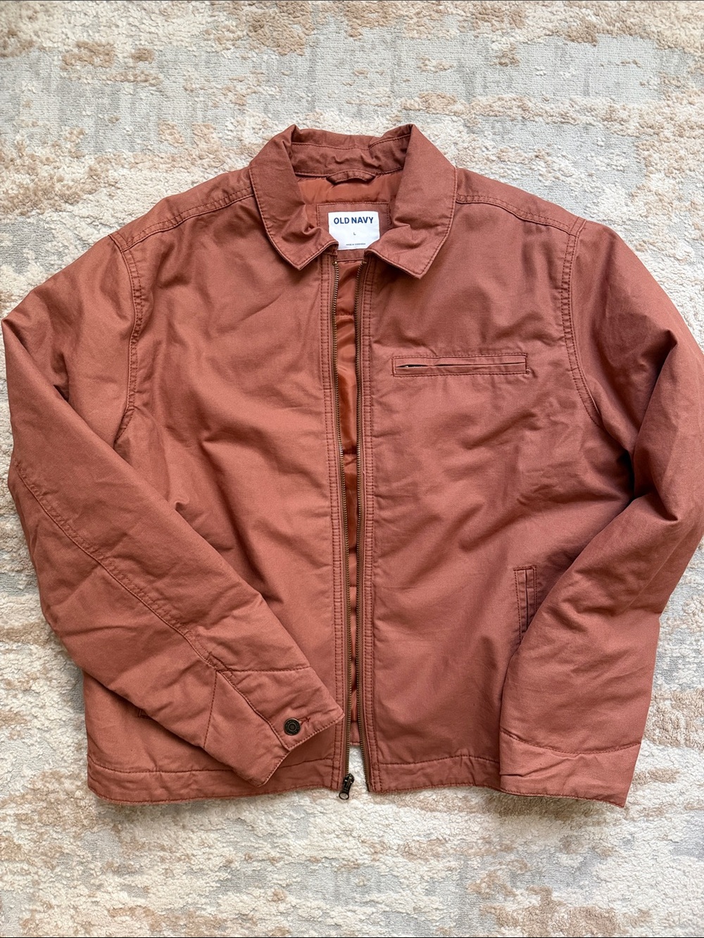 Old Navy Men's Rust Brown Zip-Up Barn Jacket - Size Large